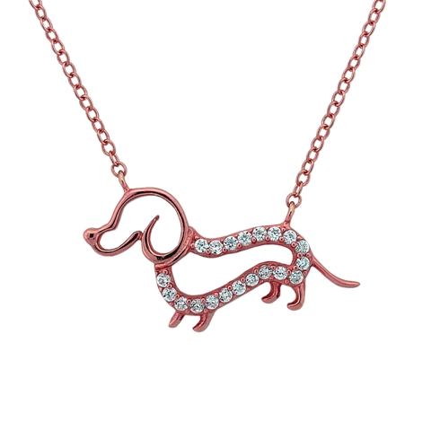 Cubic Zirconia Sterling Silver Dog Necklace, 18 In.