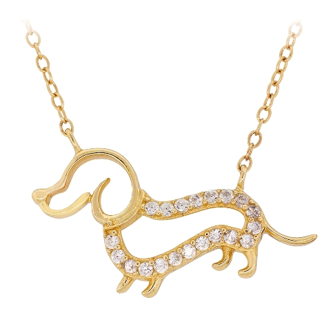 Cubic Zirconia 18kt Gold Over Sterling Silver Dog Necklace, 18 In.