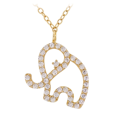Cubic Zirconia 18kt Gold Over Sterling Silver Elephant Necklace, 18 In.