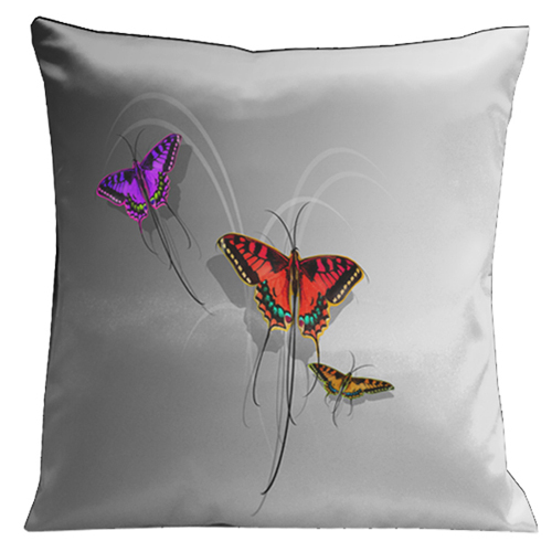 11 Butterflies Set On A Soft Black To Silver White Background 18 In. X18 In. Satin Pillow