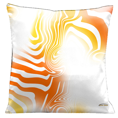 42 Summer Orange And Yellow Graphics On Crisp White Background 18 In. Square Satin Pillow