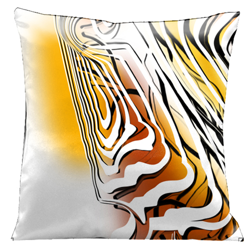 44 Be Different With Reverse White And Black Graphics On Yellow, Orange And White 18 In. Square Satin Pillow