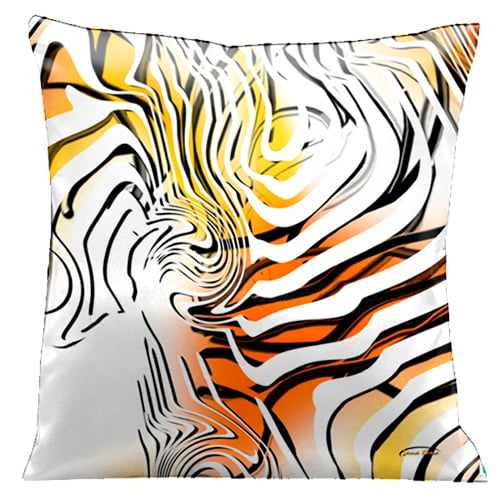 45 Stunning Yellow, Orange And White With Black And White Graphics, 18 In. Square Satin Pillow