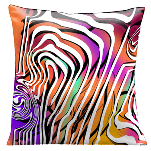 51 Orange Fiesta Time With White Graphics 18 In. Square Satin Pillow