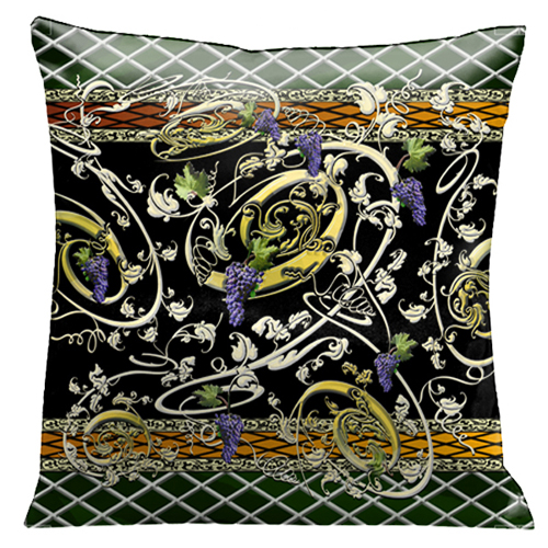 87s Golden Grape Vines With Purple And Green Accents 18 In. Micro-square Suede Pillow