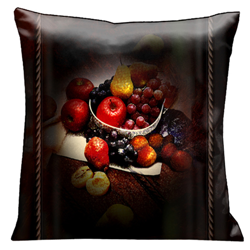 102as Fruit Still-life On Dark Tones With A Rope Border18 In. Square Suede Pillow
