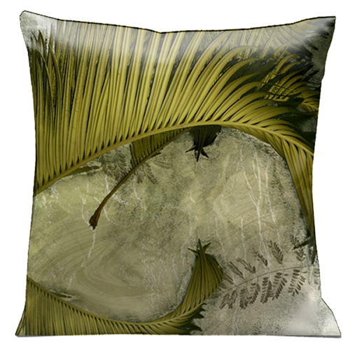 1250s Antique Green Ferns Against A White Marble Background 18 In. Square Micro-suede Pillow