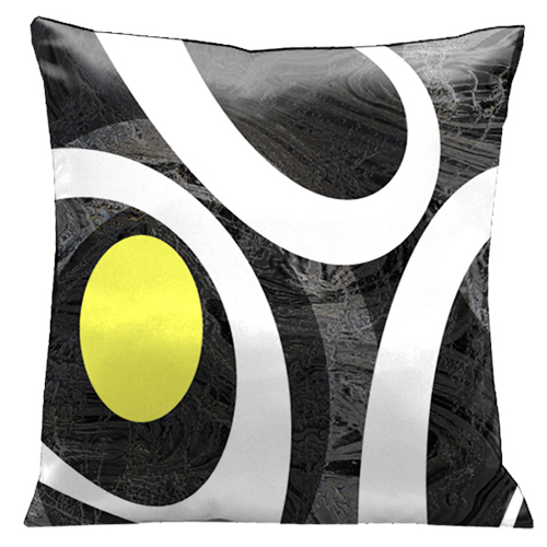 1501 Modern Loft Look White And Yellow On Multi Gray Background 18 In. Square Satin Pillow