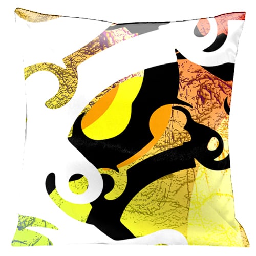 1497 Modern Loft Look Citrus Colors With White And Black Accents 18 In. Square Satin Pillow