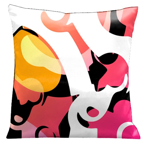 1499 Modern Loft Look Warm Pinks With White And Black Accents 18 In. Square Satin Pillow