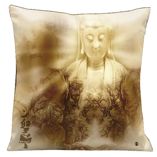 W-42 Guanyin Sunburst Overland In Brown And Earth Tones Fades To Earth Tone On Back 18 In. Square Satin Pillow