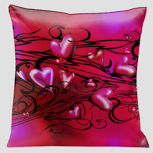 172 Romantic Red On Red With Midnight Black Scrolls 18 In. X 18 In. Satin Pillow