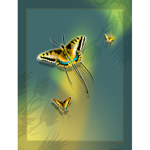 562-t Large Butterflies On A Light Avocado Green Transitioning To Light Gold Background 56 In. X76 In. Satin Throw