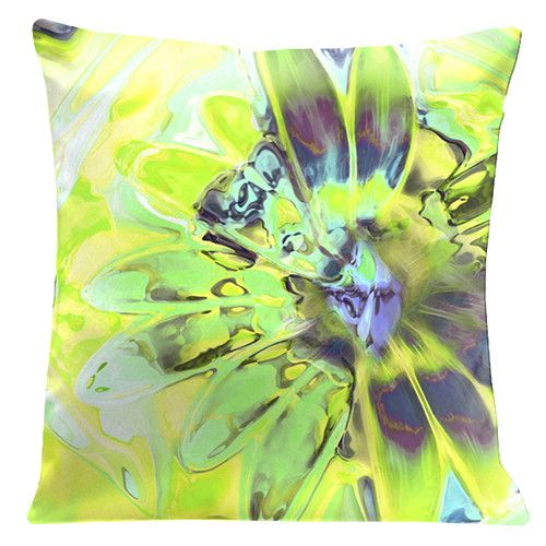 758 Light Green Daisy 18 In. Square Super-suede Pillow