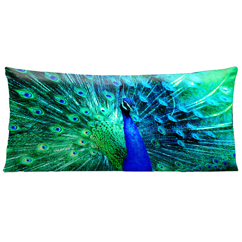 7440 Vibrant Peacock Blue And Green 30 In. Long Super-suede Pillow