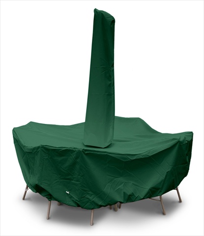 Koverroos 61261 Weathermax 80 In. Round Table High Back Dining Set Cover With Umbrella Hole, Forest Green - 114 Dia X 36 H In.