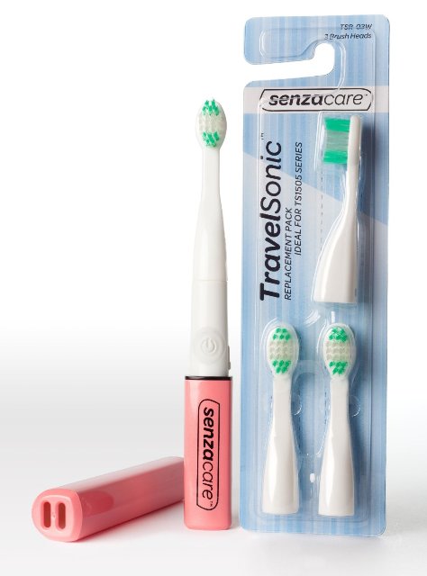 Ts1505p Travelsonic Electric Toothbrush, Salmon/pink With Replacement Brush Pack
