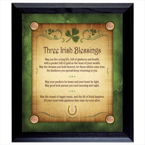 11893 Three Irish Blessings With 4 Lucky Irish Pennies Wall Frame