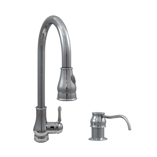 Baltic Tb001-a17 18-inch Modern Single Handle Pull Out Dual Spray Kitchen Faucet With Matching Soap Dispenser Chrome