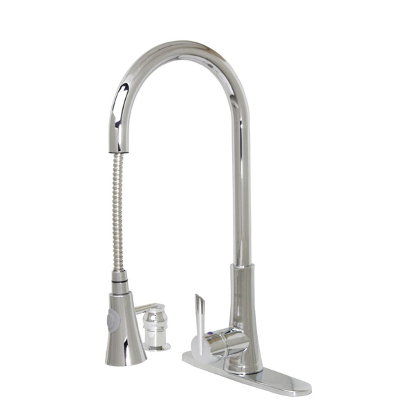 Mediterranean Tb001-a18 18-inch Modern Single Handle Pull Out Dual Spray Kitchen Faucet With Matching Soap Dispenser Polished Chrome