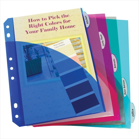 C-line Products 03750bndl12st Mini Size 5-tab Poly Index Dividers Assorted Colors With Slant Pockets 5-st - Set Of 12 St
