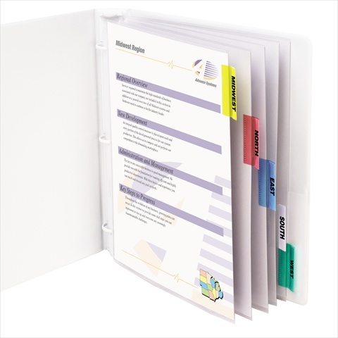 C-line Products 05550bndl6st Polypropylene Sheet Protector With Index Tabs Assorted Color Tabs 11 X 8 .5 5-st - Set Of 6 St