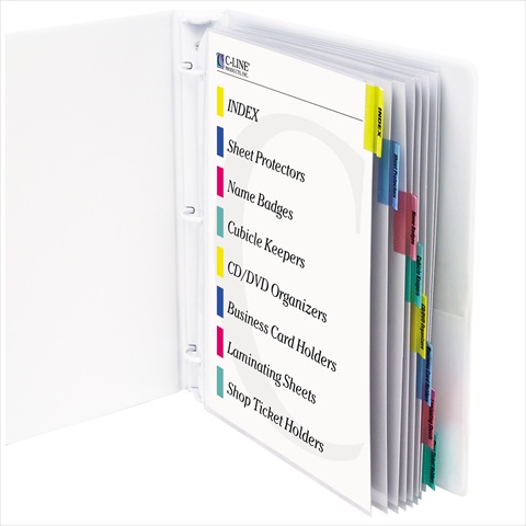 C-line Products 05580bndl3st Polypropylene Sheet Protector With Index Tabs Assorted Color Tabs 11 X 8 .5 8-st - Set Of 3 St