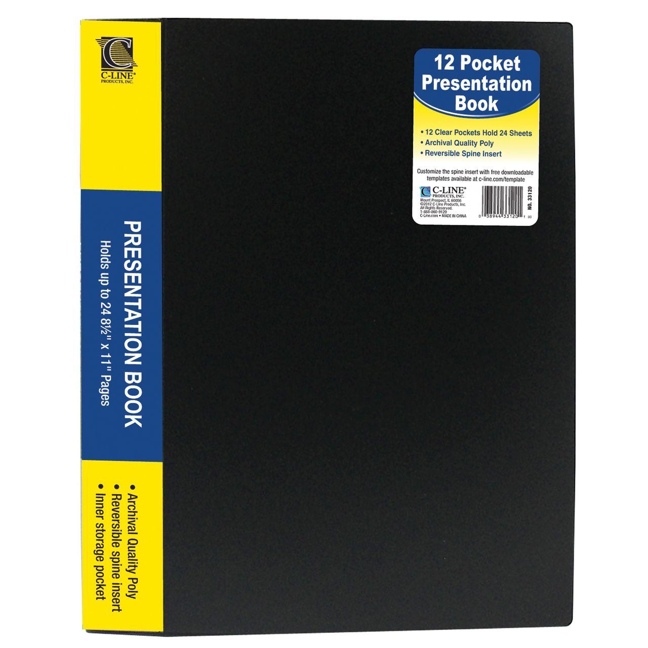 C-line Products 33120bndl6ea 12-pocket Bound Sheet Protector Presentation Book Black - Set Of 6 Books