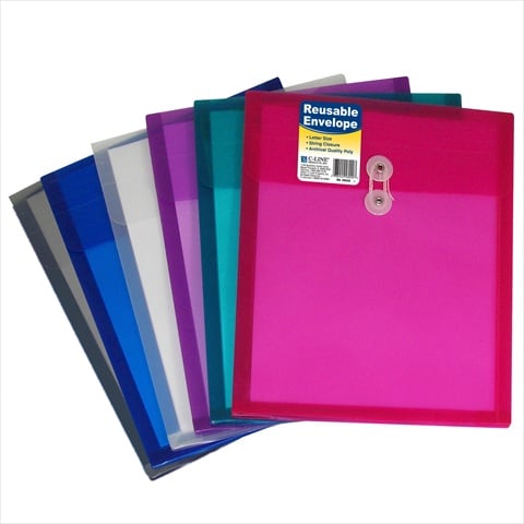 C-line Products 58020bndl24ea Reusable Poly Envelope With String Closure Top Load Assorted Colors - Set Of 24 Envelopes