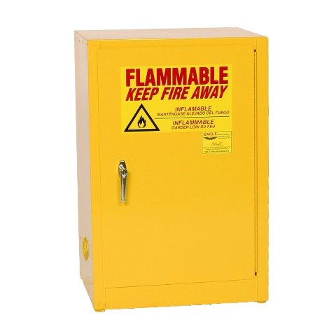 1925 Flammable Liquid Storage Cabinets - Yellow One Door Manual One Shelf