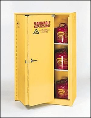 1945 Flammable Liquid Storage Cabinets - Yellow One Door Self-closing Two Shelves