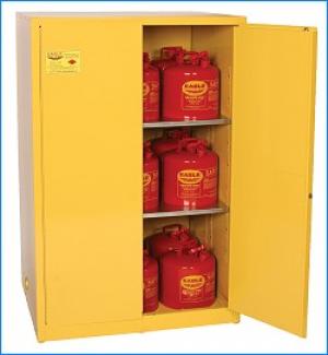 1992 Flammable Liquid Storage Cabinets - Yellow Two Door Manual Close Two Shelves