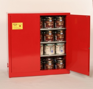 Pi-30 Paint And Ink Safety Storage Cabinets - Red One Door Self-closing Three Shelves