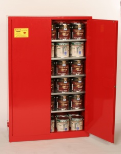 Pi-45 Paint And Ink Safety Storage Cabinets - Red One Door Self-closing Five Shelves