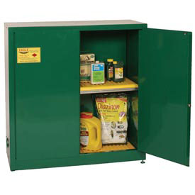 Pest32 Pesticide Safety Storage Cabinets - Green Two Doors Manual One Shelf