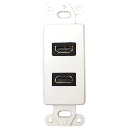 Datacomm Electronics Dt204502wh 20-4502-wh Decor Wallplate Insert Dual 90 Degree Hdmi Connector, White