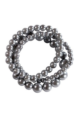 4418-b-gry Three Row Mixed Size Stretch Grey Pearl Bracelet Set