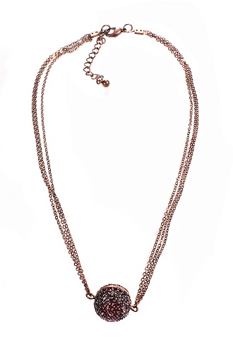 4555-n-c Burnished Rhinestone Fireball Fashion Necklace, Purple