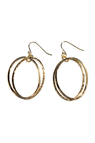 5356-ep-g Goldtone Textured Oval Earrings, Goldtone