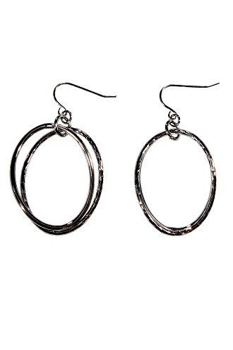 5356-ep-s Goldtone Textured Oval Earrings, Silvertone