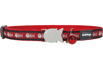 Cc-sk-re-sm Cat Collar Design Fish Bone Red