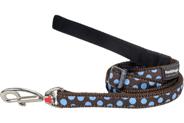 L6-s2-br-sm Dog Lead Design Blue Dots On Brown, Small