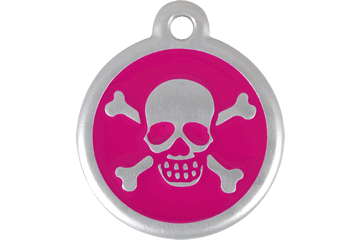 06-xb-hp-sm Qr Tag Premium Skull & Crossbones Hot Pink, Small