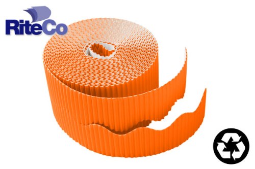 22802 Riteco Trim-it Corrugated Scalloped Decorative Border. Two .25 In. X 50 Ft. Strips Per Roll Orange, 6 Rolls