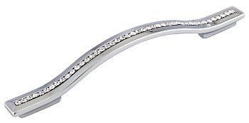 8-111016012840 Crystal Bow Pull, Bright Chrome, 128 X 160mm Ctc