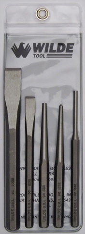 Wilde Tool K 5.np/vp 5-piece Punch & Chisel Set Natural Finish-vinyl Pouch