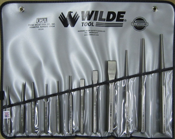 Wilde Tool K12.np/vr 12-piece Punch & Chisel Set Natural Finish-vinyl Roll