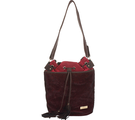 Adi-12-red Chic Oxblood Drawstring Bucket Style Zip Closure Womens Handbag