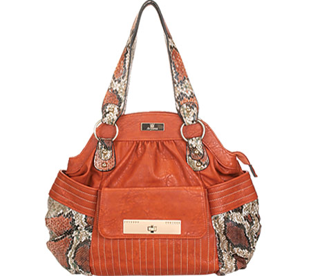 Adi-13-org Orange Snake Print Single Strap Zip Closure Womens Handbag