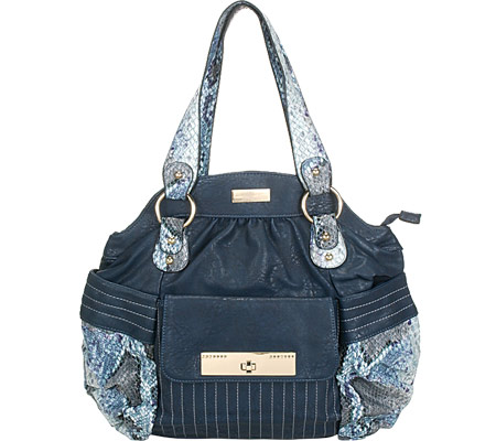 Adi-13-bl Blue Snake Print Single Strap Zip Closure Womens Handbag